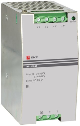 Блок питания импульсный EKF PROxima DR-120W-24 24В на DIN-рейку фото Блок питания импульсный EKF PROxima DR-120W-24 24В на DIN-рейку картинка